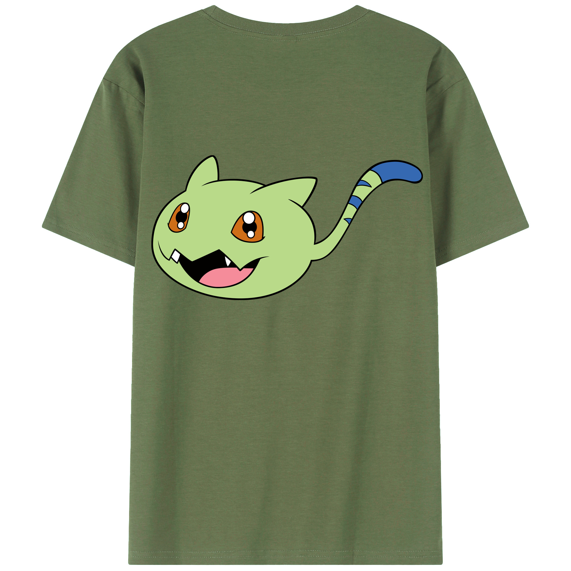 （画像用） Digimon デジタルモンスター/デジモン 綿100％ メンズ半袖Tシャツ（バックプリント） 通気性